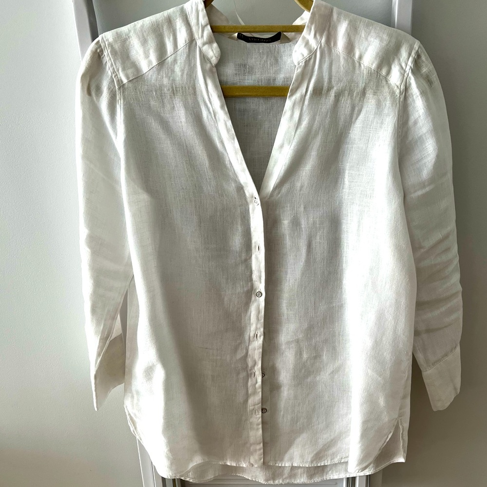 Zara 100% linen button down shirt